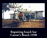 Workers at repair beach-bar
